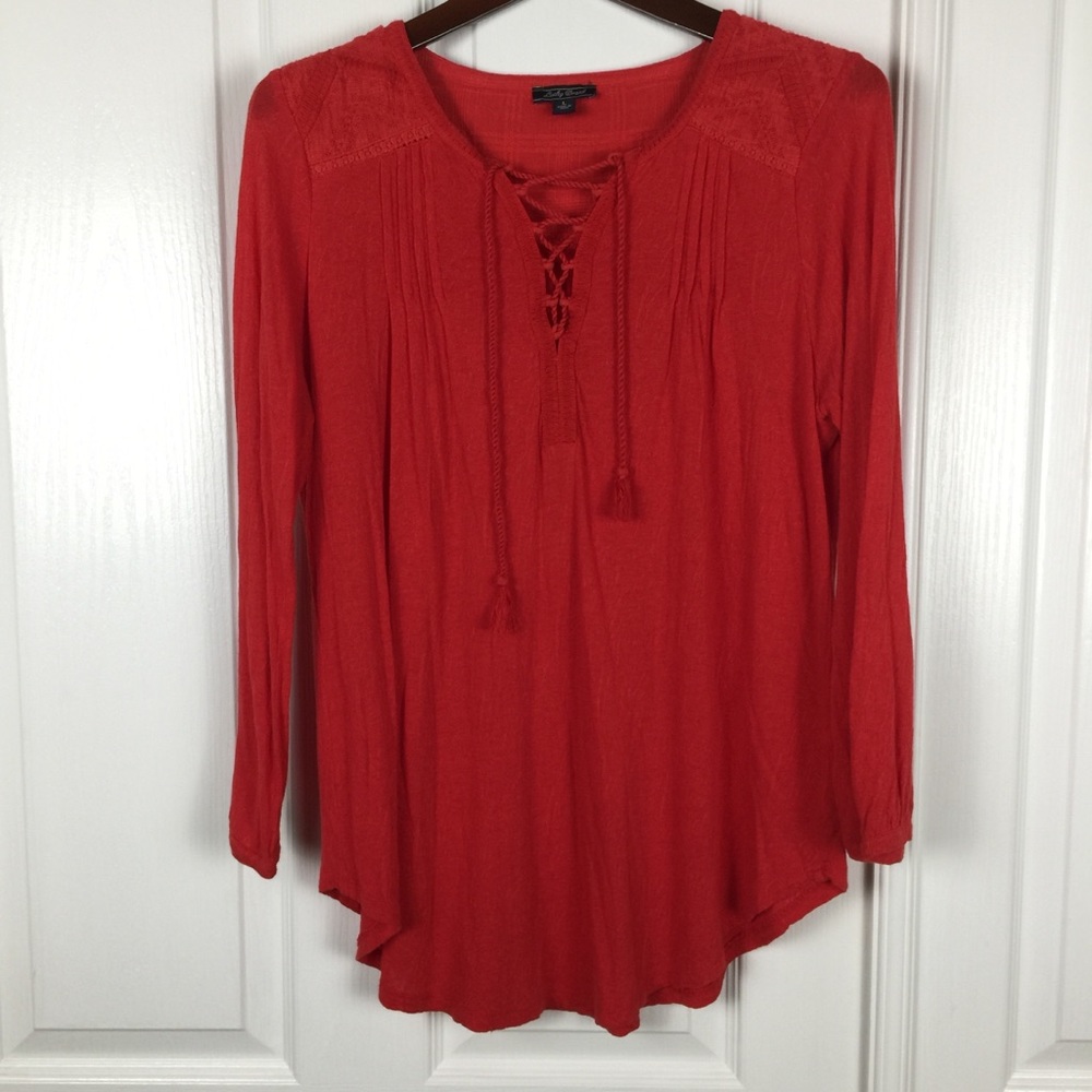 Lucky Brand Large Tie Front Top